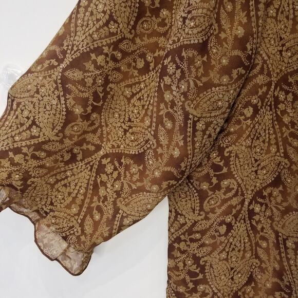 Sheer Blouse Brown Tan V- Neck  Tunic Top Plus Size 2X - Picture 7 of 11